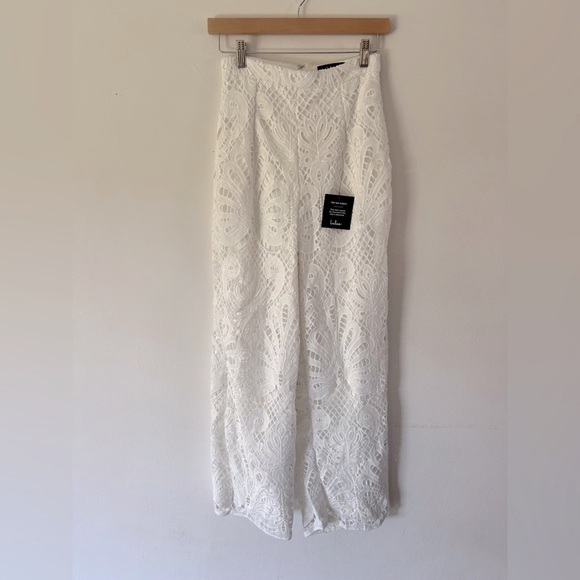 Lulus My Heart Is Yours White Lace-Up Crochet Two Piece Jumpsuit Size XS NWT - Picture 8 of 14